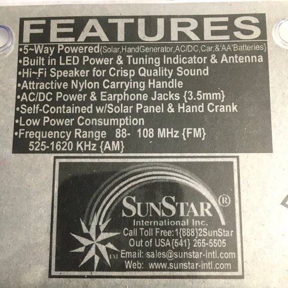 SunQuest AM/FM Radio 5 way power system Model SQ - Picture 5 of 14